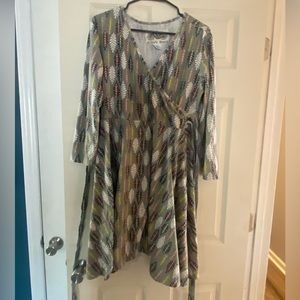 Effie’s Heart leaf-print faux wrap dress